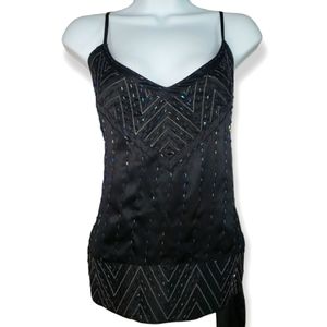 NWT JohnPaulRichard black iridescent beaded sleeveless blouse top Womens…